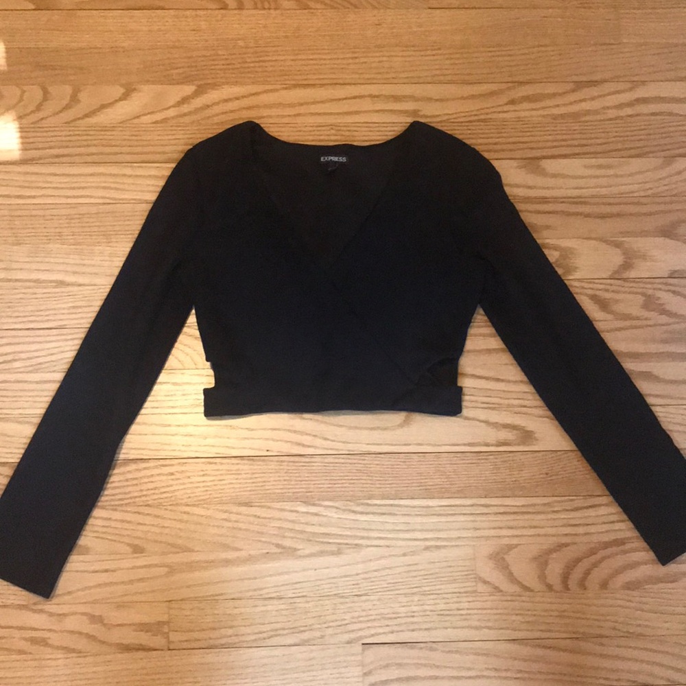 Black Express long sleeve crop top